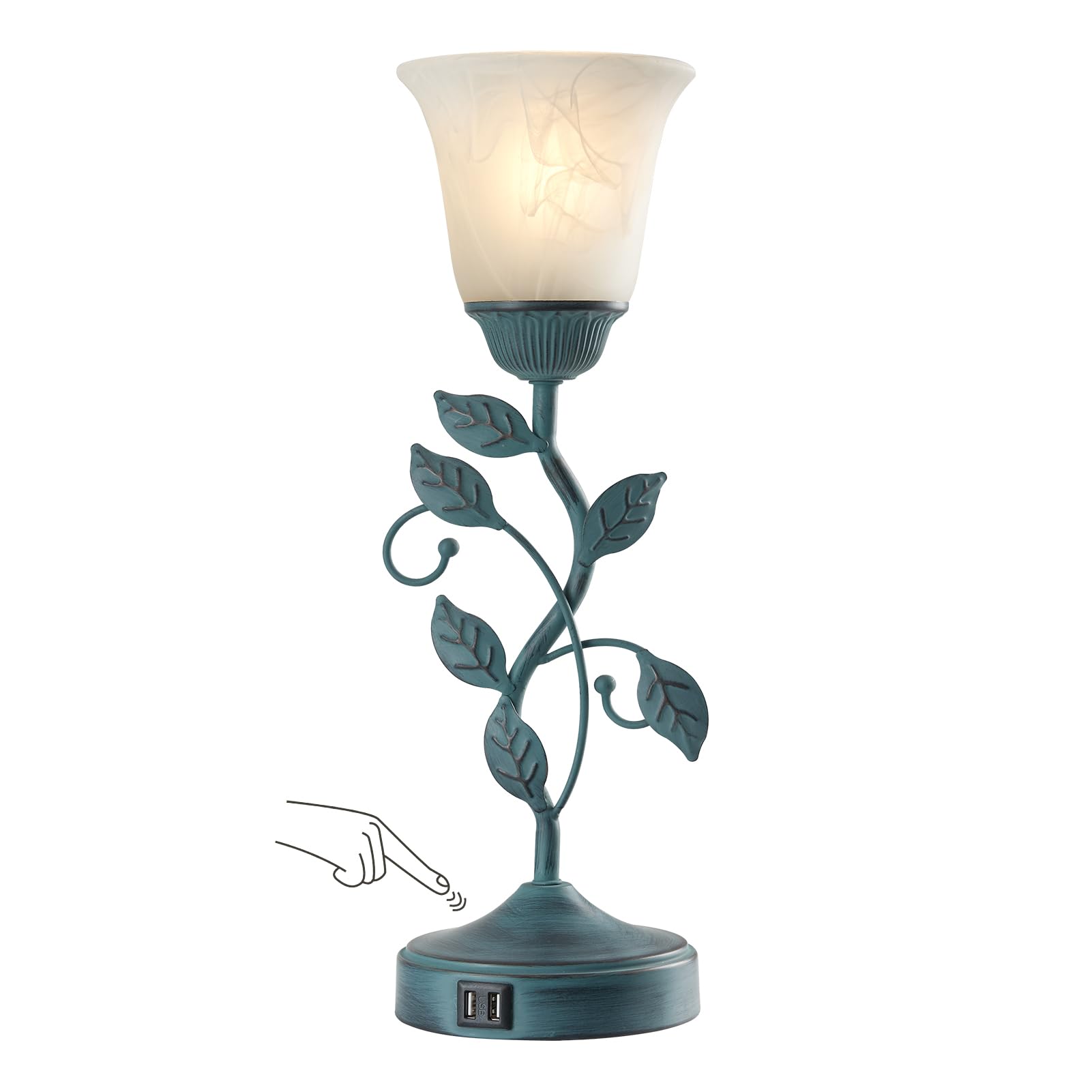 Vintage Touch Table Lamp for Living Room, 3-Way Dimmable Nightstand Lamp