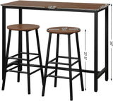 3-Piece Pub Table Set, Bar Table with 2PCS Backless Bar Stools