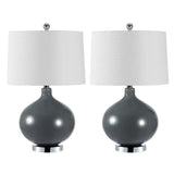 SAFAVIEH Lighting Collection Masera Modern Grey Glass 25-inch Bedroom Living Room Home Office Desk Nightstand Table Lamp Set of 2 (LED Bulbs Included)