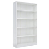 5 Shelf White Bookcase 60 inch Tall Wood Bookshelf for Bedroom