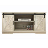 TV Stand, Storage Cabinet with Sliding Barn Doors and Adjustable Shelves, Modern 28”H,