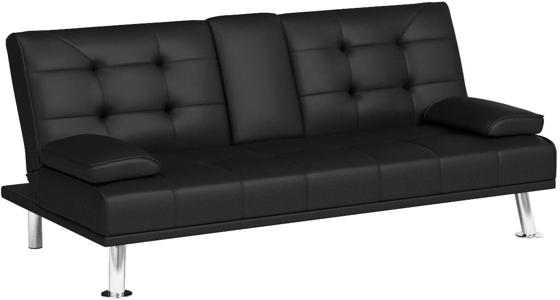 Futon Sofa Bed Modern Folding Futon Set Faux Leather Convertible Recliner