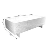 41" Marble White Cool Coffee Table for Living Room,Rectangular Glossy Smart Contemporary Center