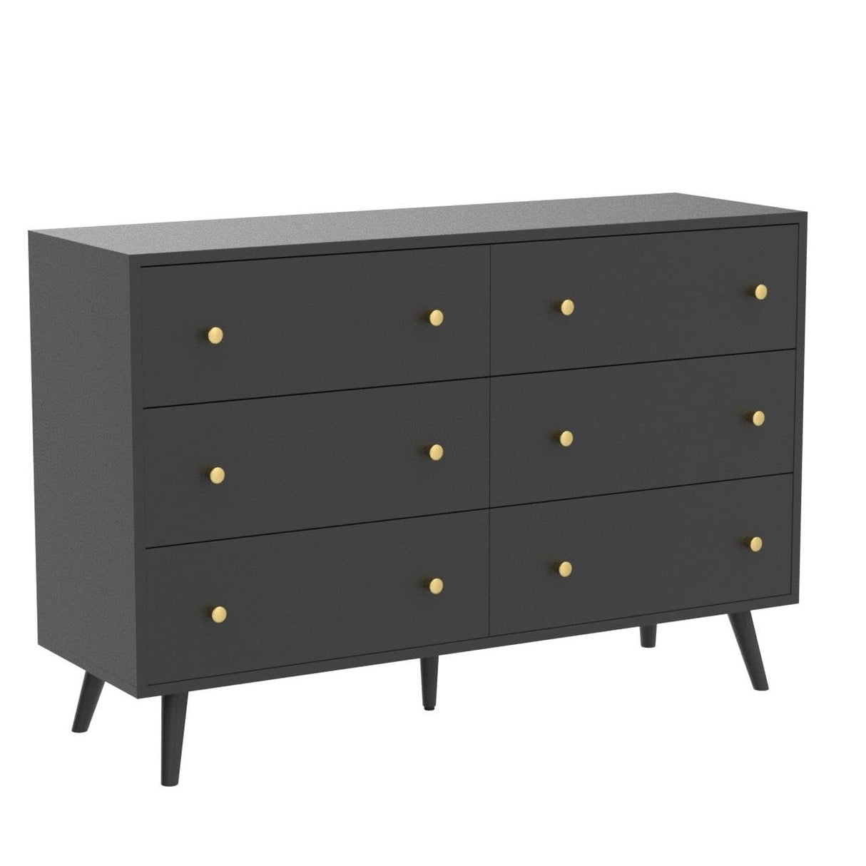 SINROM Black Dresser for Bedroom, Modern 6 Drawer Dresser