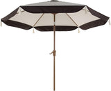 9FT Patio Umbrella with Fringe, Outdoor Tassel Umbrella with Push-Button Tilt for Poolside