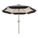 9FT Patio Umbrella with Fringe, Outdoor Tassel Umbrella with Push-Button Tilt for Poolside