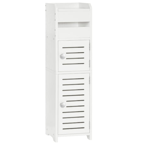 Small Bathroom Storage Cabinet with Door, Floor Cabinet Unit with Adjustable Shelves,