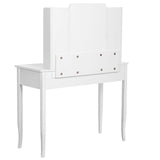 Vanity Set Makeup Dressing Table with Mirror, Cushioned Stool, for Bedroom, 38.6 x 15.9 x 52.6 Inches, White