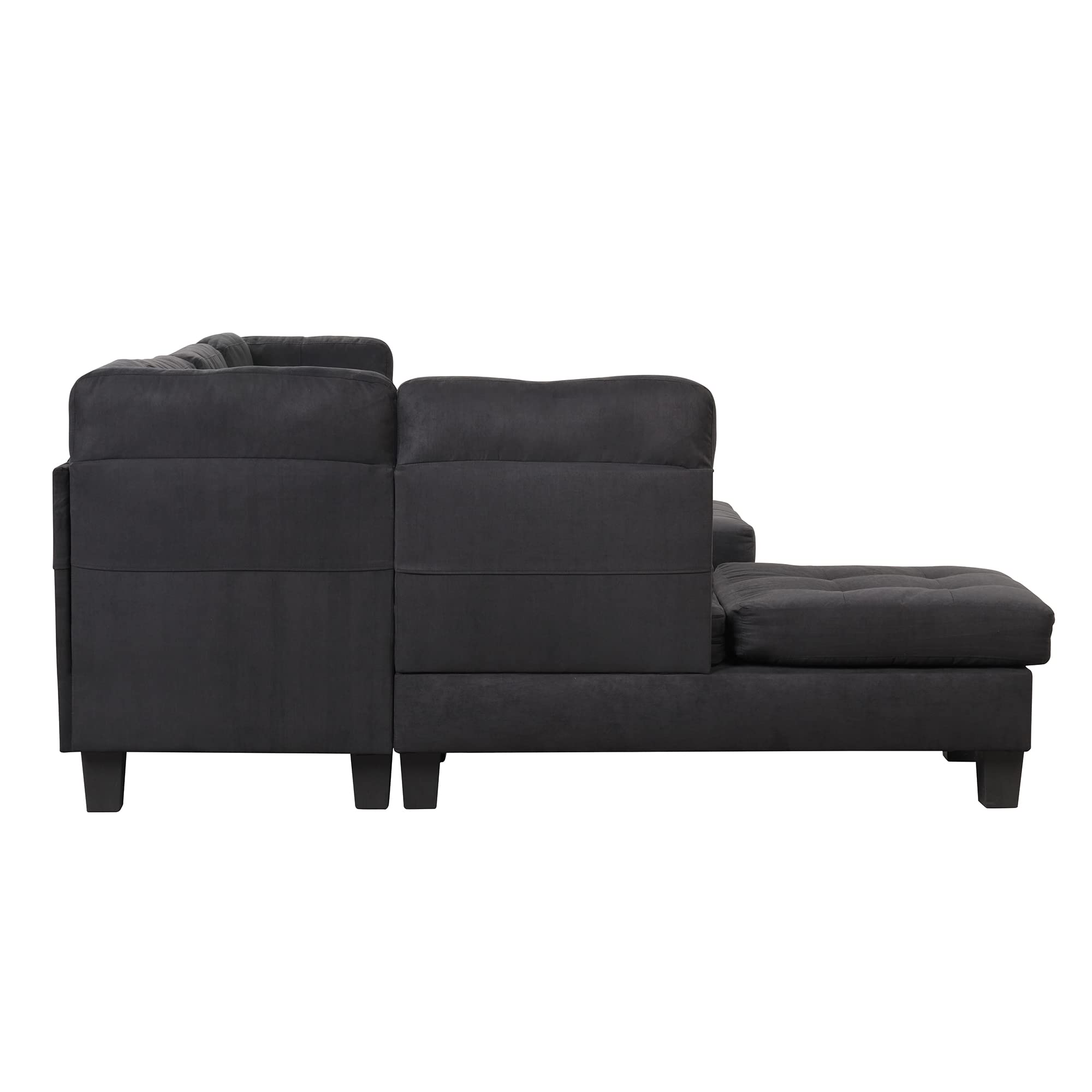 3 Piece Modern Tufted Micro Suede L Shaped Sectional Sofa Couch