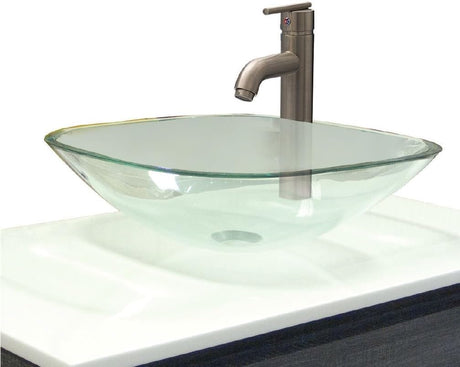 99VSL123 Square Glass Vessel Sink, 16.5-Inch x 16.5-Inch, Clear