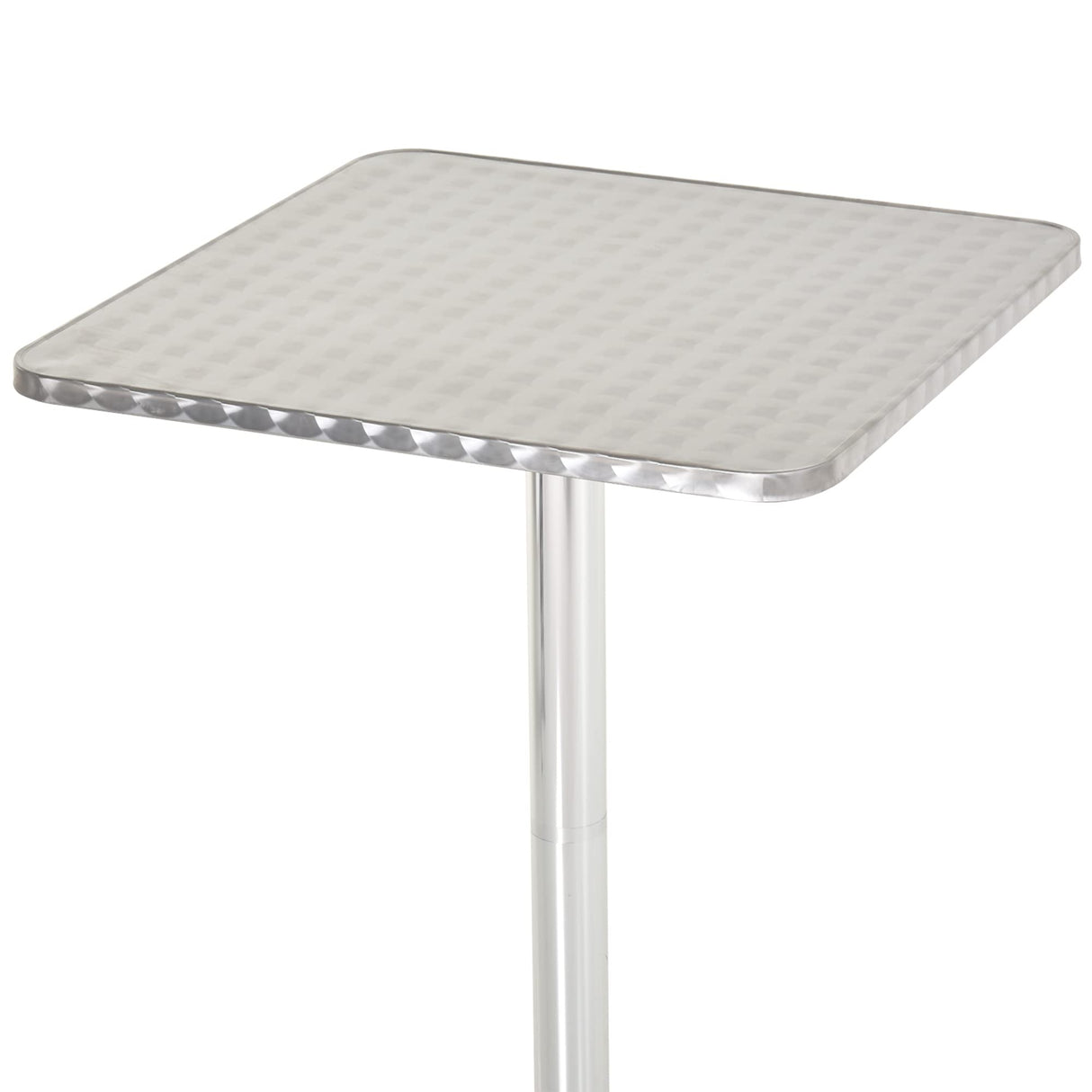 24 Inch Square Bar Table 43" H Adjustable Stainless Steel Top Aluminum Frame