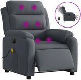 vidaXL Dark Gray Velvet Electric Massage Recliner - Motorized Footrest/Backrest Adjustment, Vibrating 6-Point Massage with Side Pocket