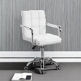 Mid-Back Office Task Chair Ribbed PU Leather Executive Modern Adjustable Home Desk Retro Comfortable