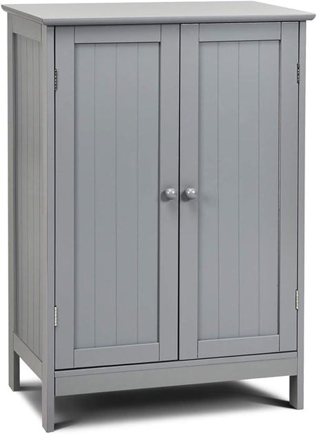 Bathroom Floor Cabinet, Freestanding Storage Cabinet with Double Doors and Shelf