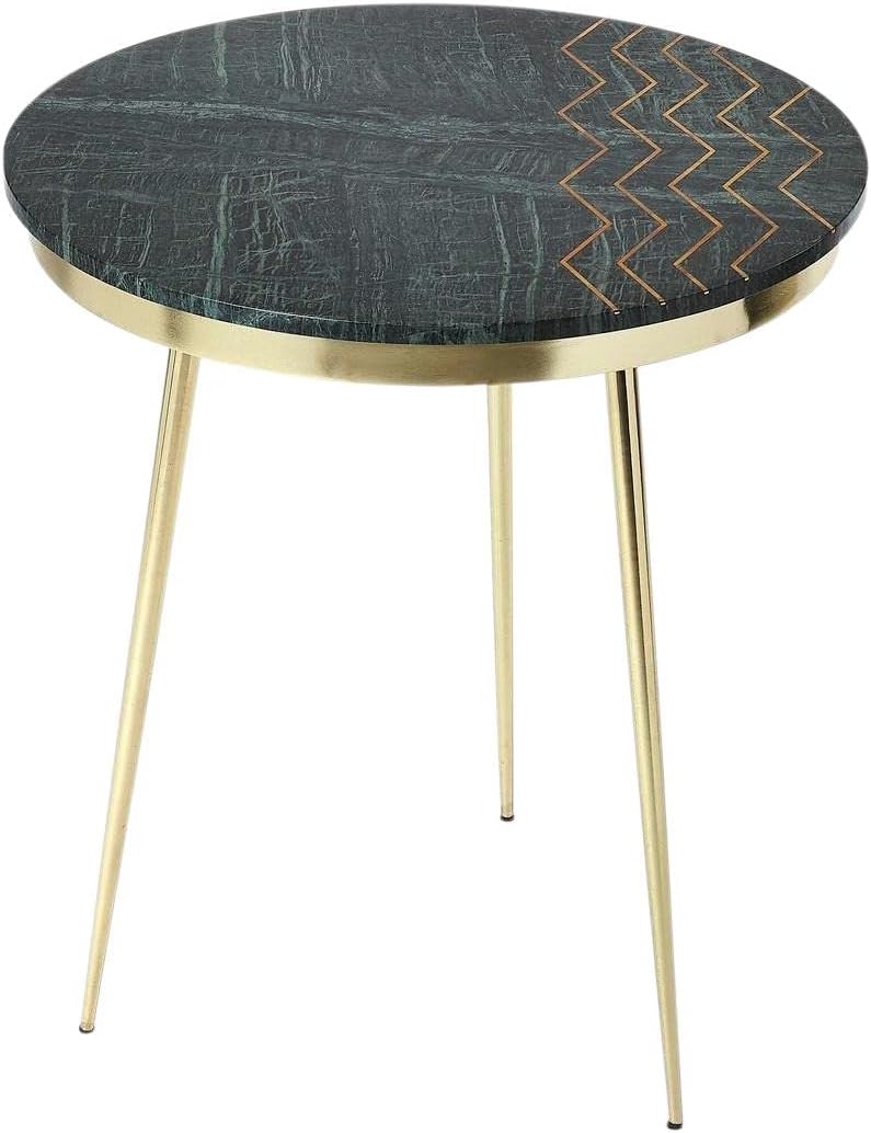 Hollings Marble and Brass Accent Table in Green
