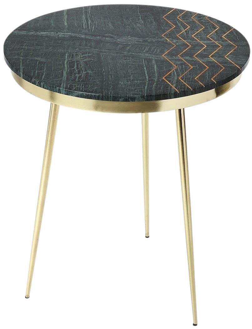 Hollings Marble and Brass Accent Table in Green