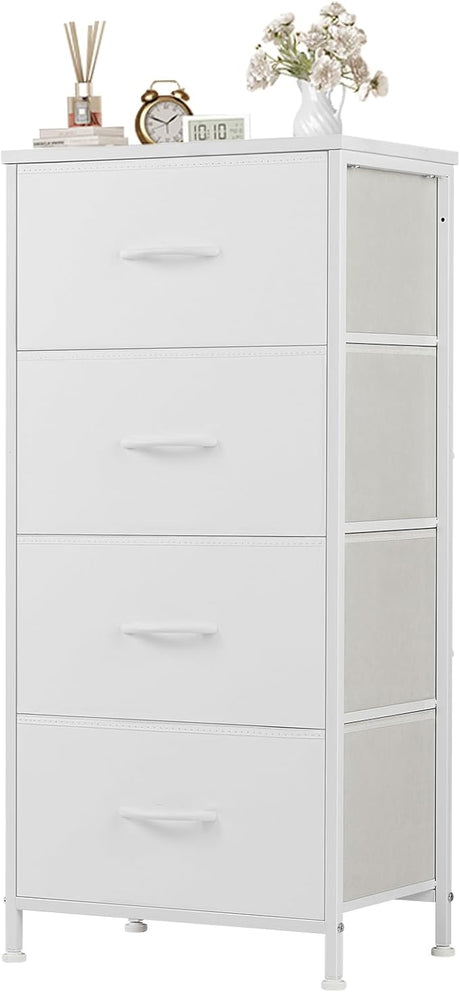 Dresser for Bedroom, Tall Dresser with 8 Drawers, Storage Tower with Fabric Bins, Double