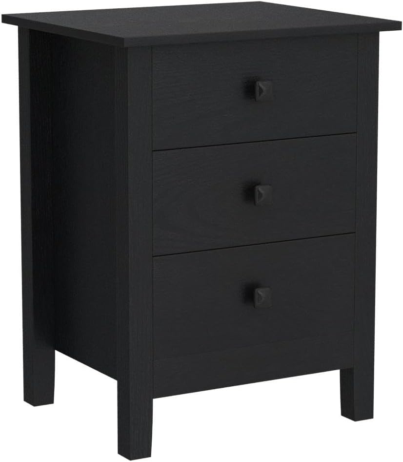 Bedroom Nightstands - Set of 2 Wooden Night Stands with 3 Drawers