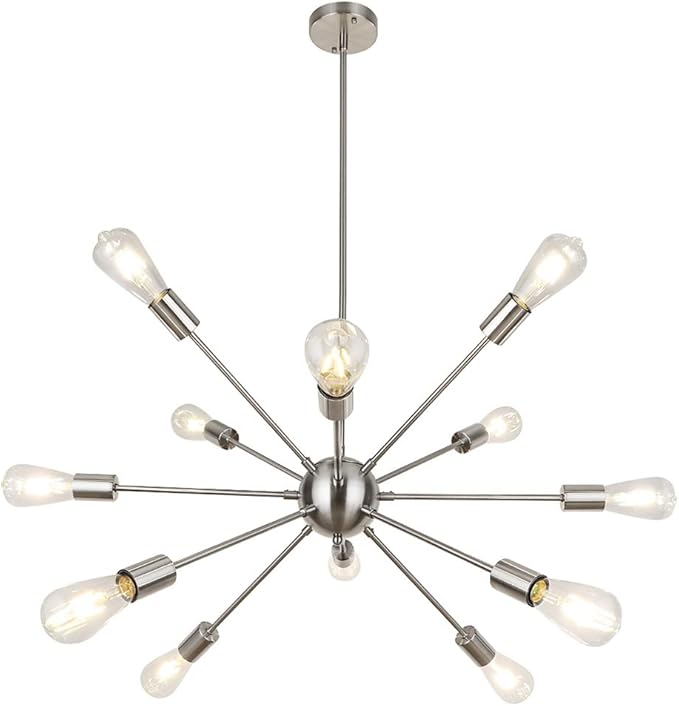 Gold Sputnik Chandeliers, 12 Lights Plating Golden Chandelier Light Fixture for Dining Room,