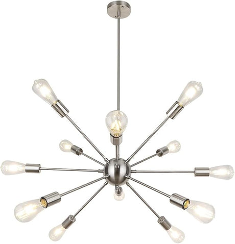 Gold Sputnik Chandeliers, 12 Lights Plating Golden Chandelier Light Fixture for Dining Room,