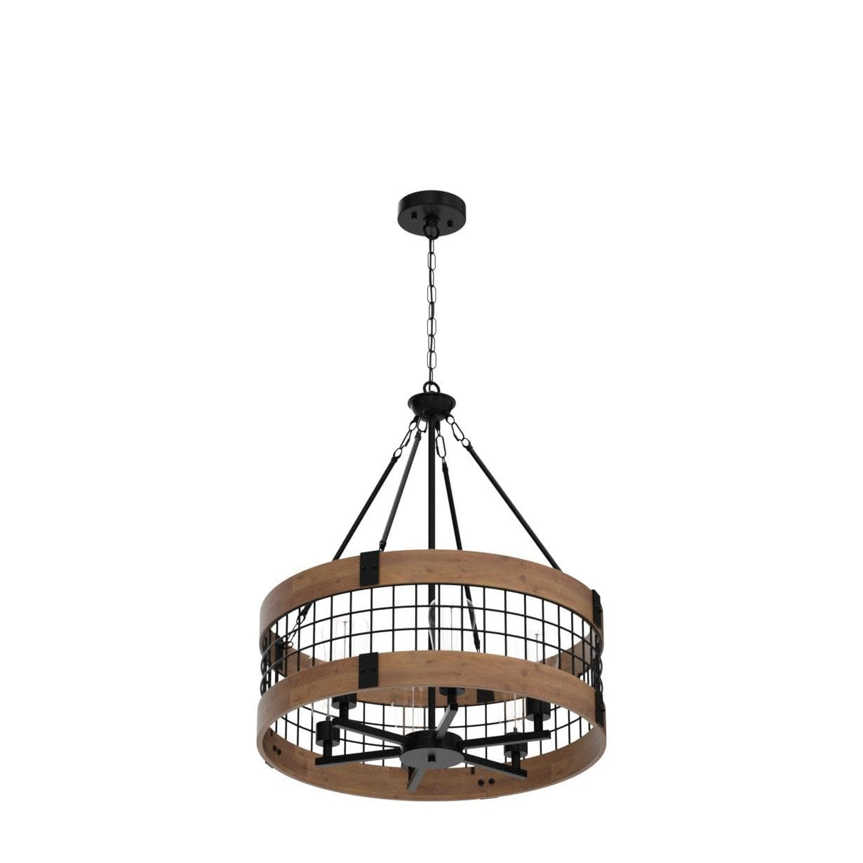 6-Light Farmhouse Wood Chandelier for Dining Room, Rustic Foyer Light Fixtures