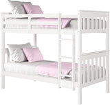 Twin Over Twin House Bunk Bed for Kids, Wood Floor Low Bunk Bed Frame