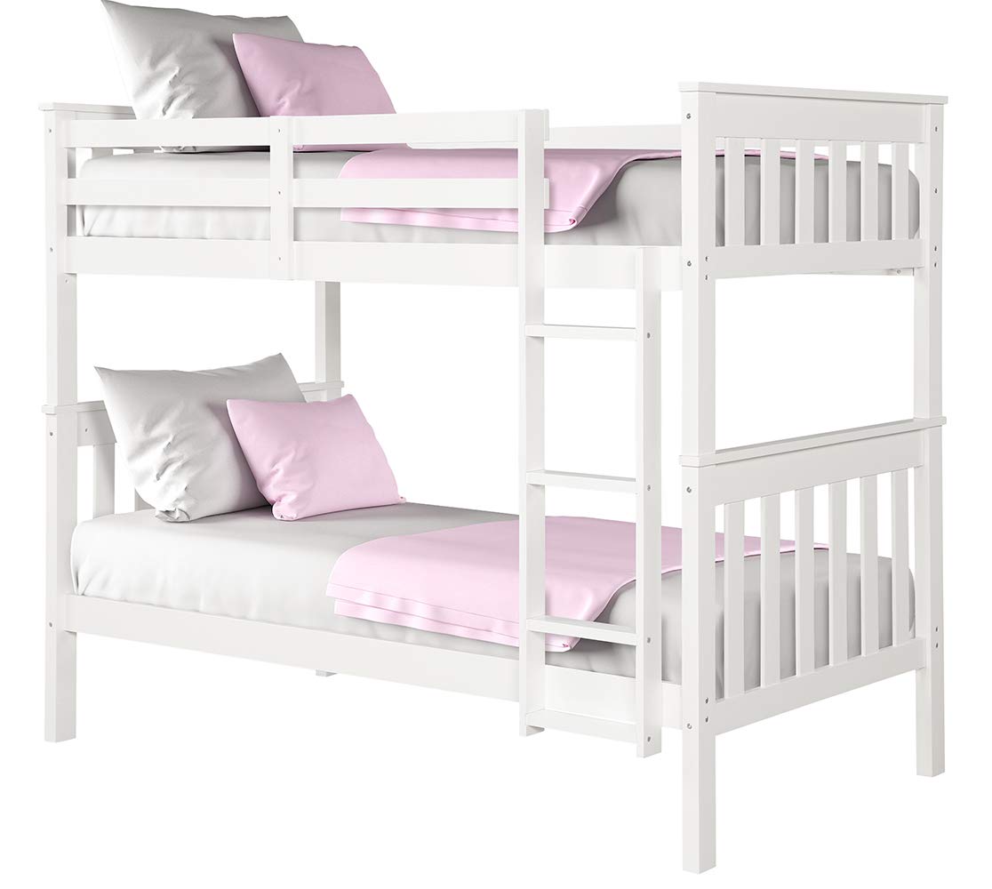 Twin Over Twin House Bunk Bed for Kids, Wood Floor Low Bunk Bed Frame