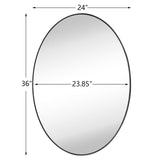 Oval Black Bathroom Mirror 24'' x 36'' Matte Black Metal Framed Vanity Mirror