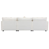 Modular Sectional Sofa Couch L-Shaped with Convertible Ottoman for Living Room, Modern Contemporary 3-Seat Sofa Couch for Apartment Office, Chenille Fabric, Beige