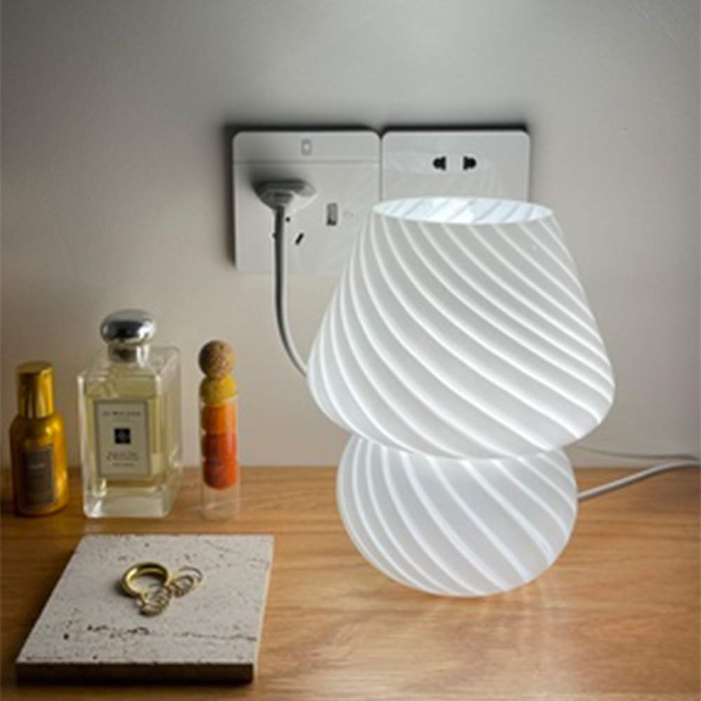 Translucent Table Mushroom Lamp Italian Style Modern Striped Glass