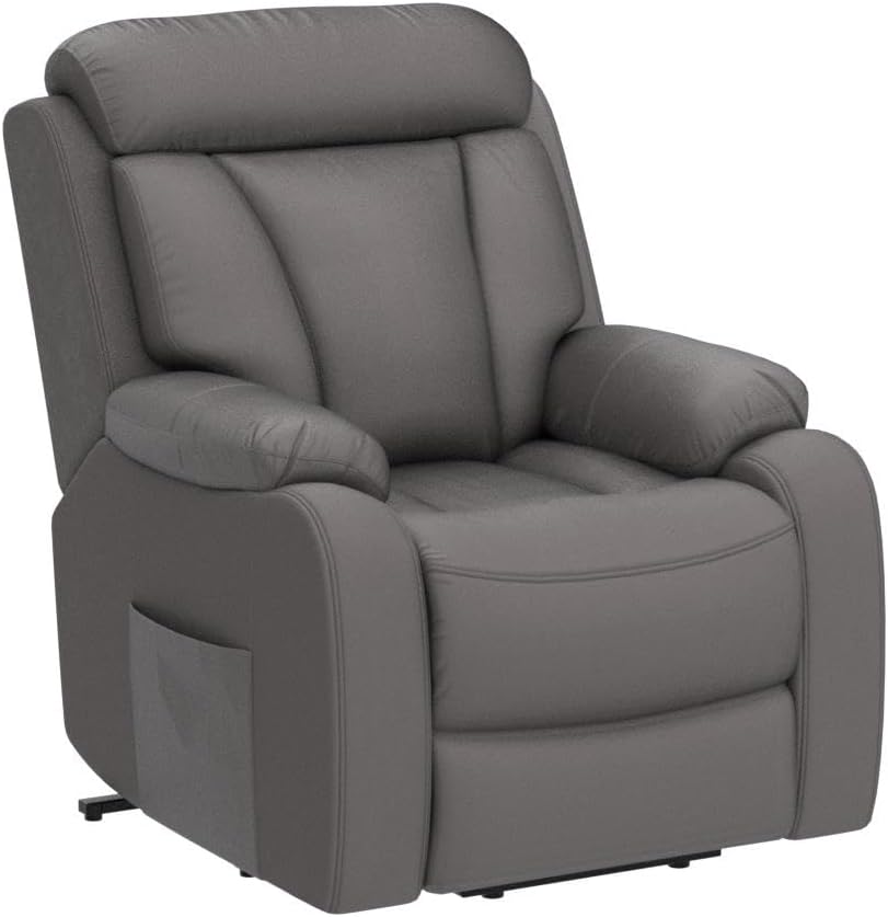 Small Power Lift Recliner for Elderly, Lift Chair Recliners, Electric Recliner Chairs for Seniors, Remote Control, Adjustable, Side Pocket (Brown Grey)