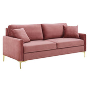 Juliana Performance Velvet Upholstered Sofa in Dusty Rose