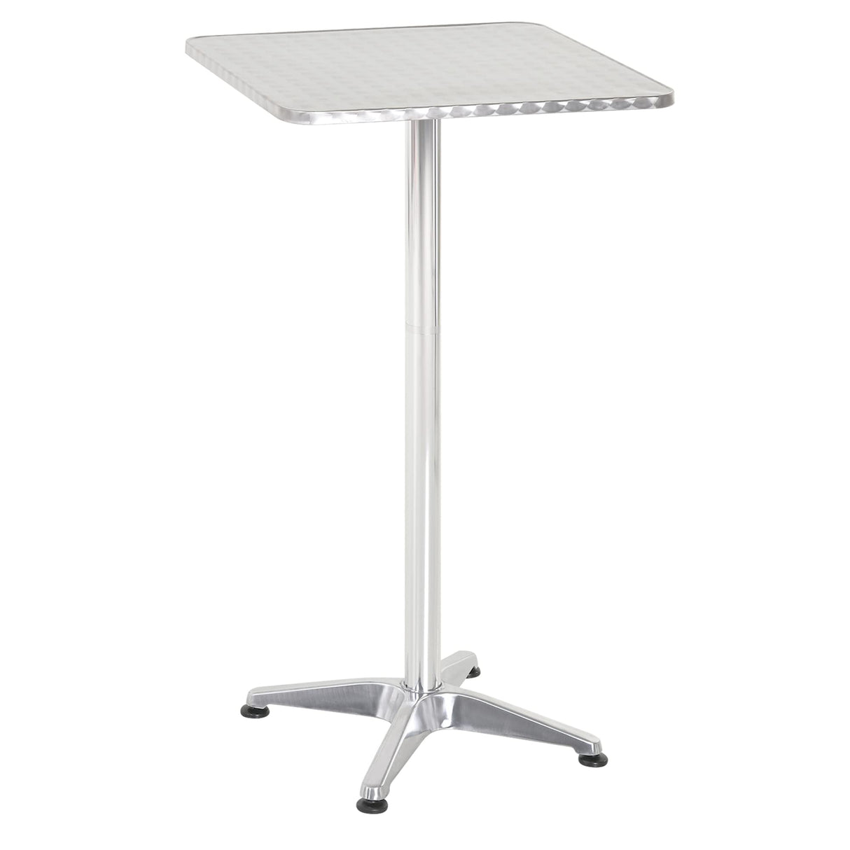 24 Inch Square Bar Table 43" H Adjustable Stainless Steel Top Aluminum Frame