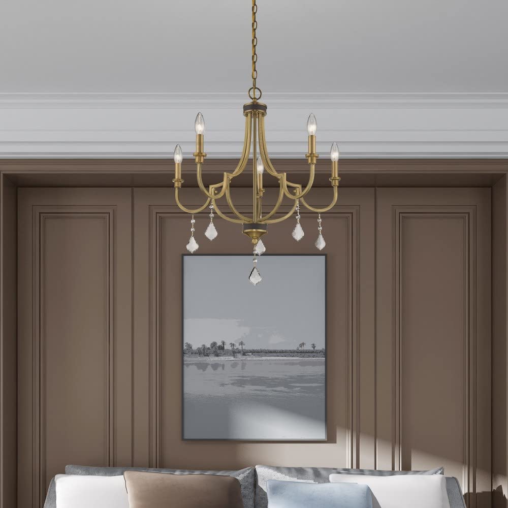 Lighting 5 Lt Antique Brass Chandelier