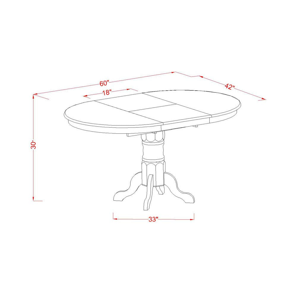 AVQU7-BCH-W 7 Piece Dining Table Set Consist of an Oval Dining Room Table with Butterfly Leaf and 6