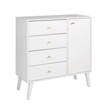 Milo Mid-Century Modern 4-drawer Chest with Door - White