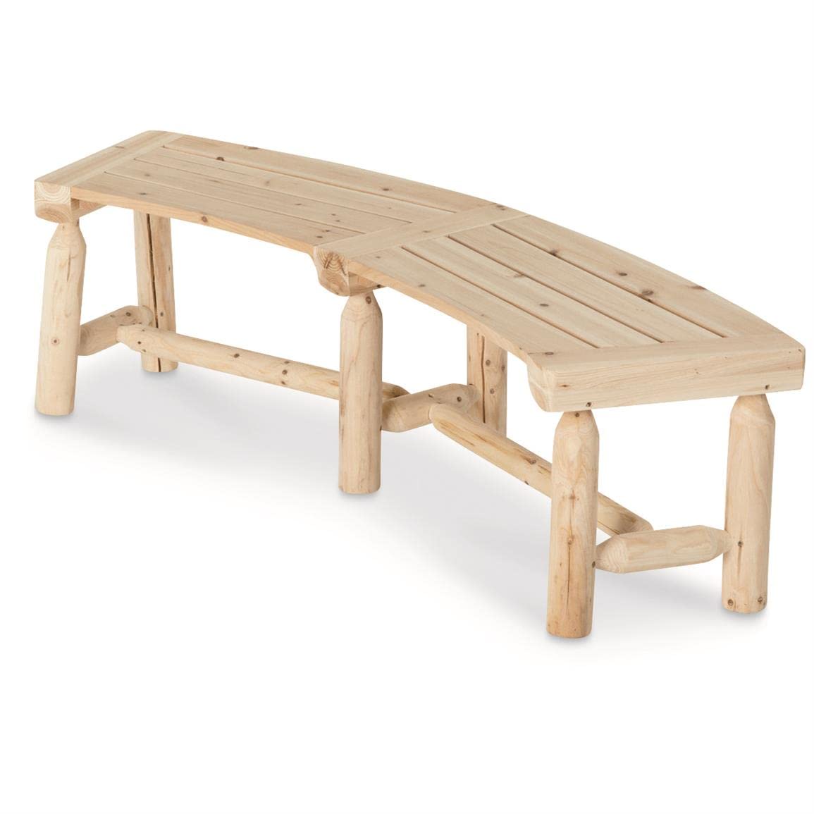 Curved Fire Pit Bench, Wood Log Bench Seat, Outdoor, Backyard, Rustic