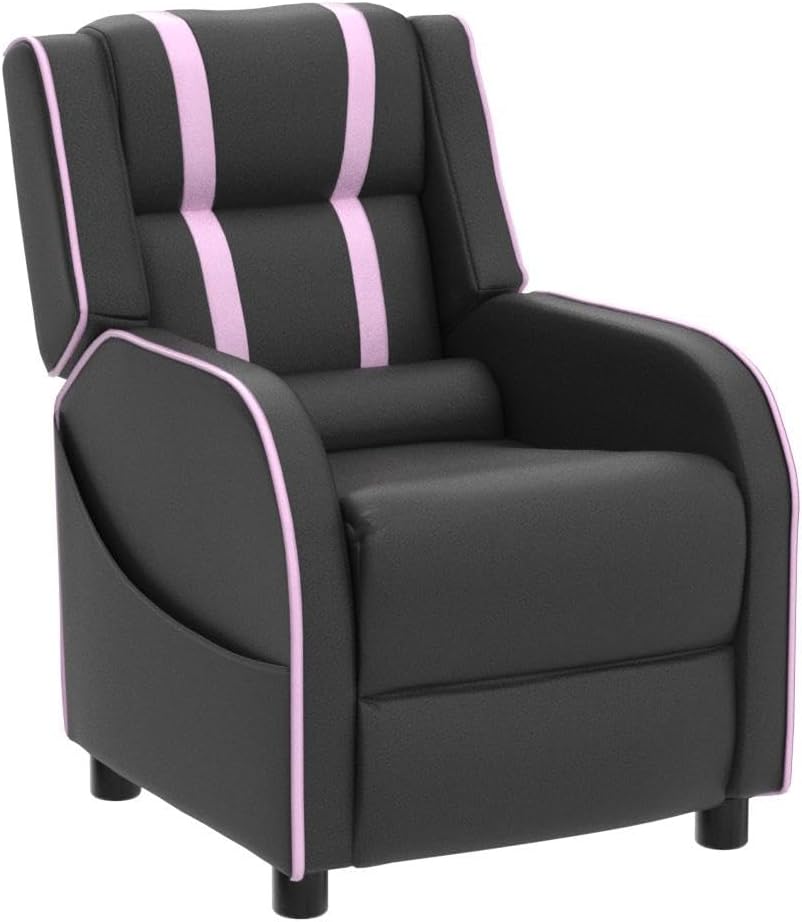 Kids Recliner, Gaming Recliner Chair w/Side Pockets, Footrest