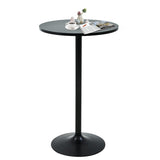 Bar Table Round Pub Table Cocktail Bistro High Table with Black Top and Base