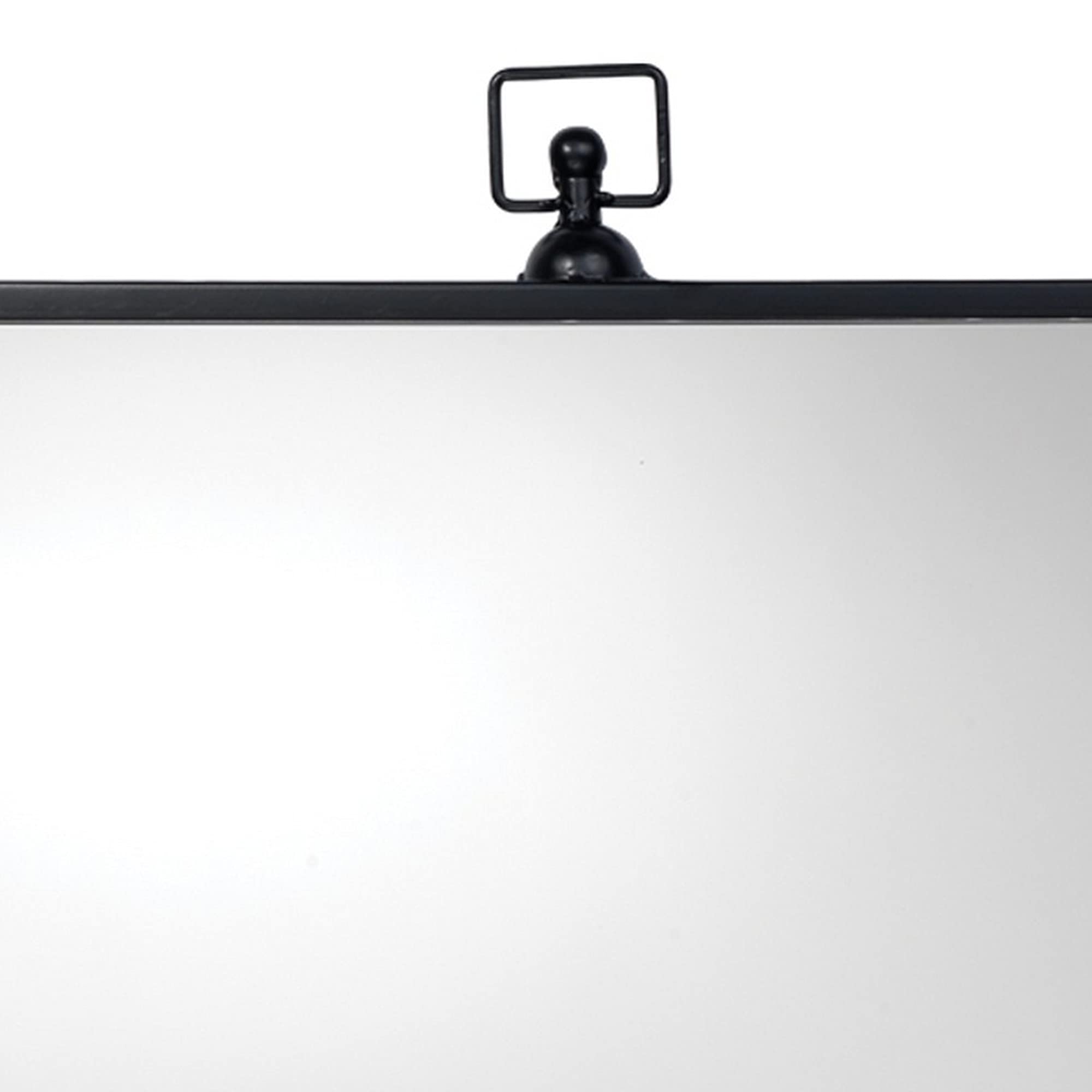 Wall Mirror with Sleek Metal Frame and Loop Hook, Black