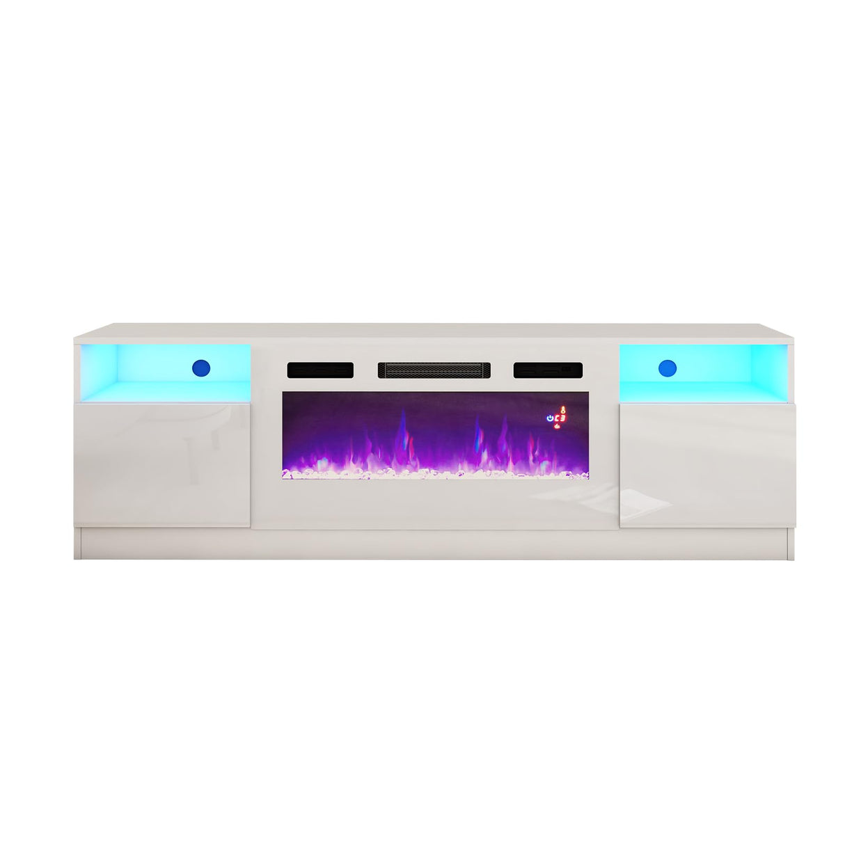 80" TV Stand with 40" Electric Fireplace Large Modern Matte Texture Media