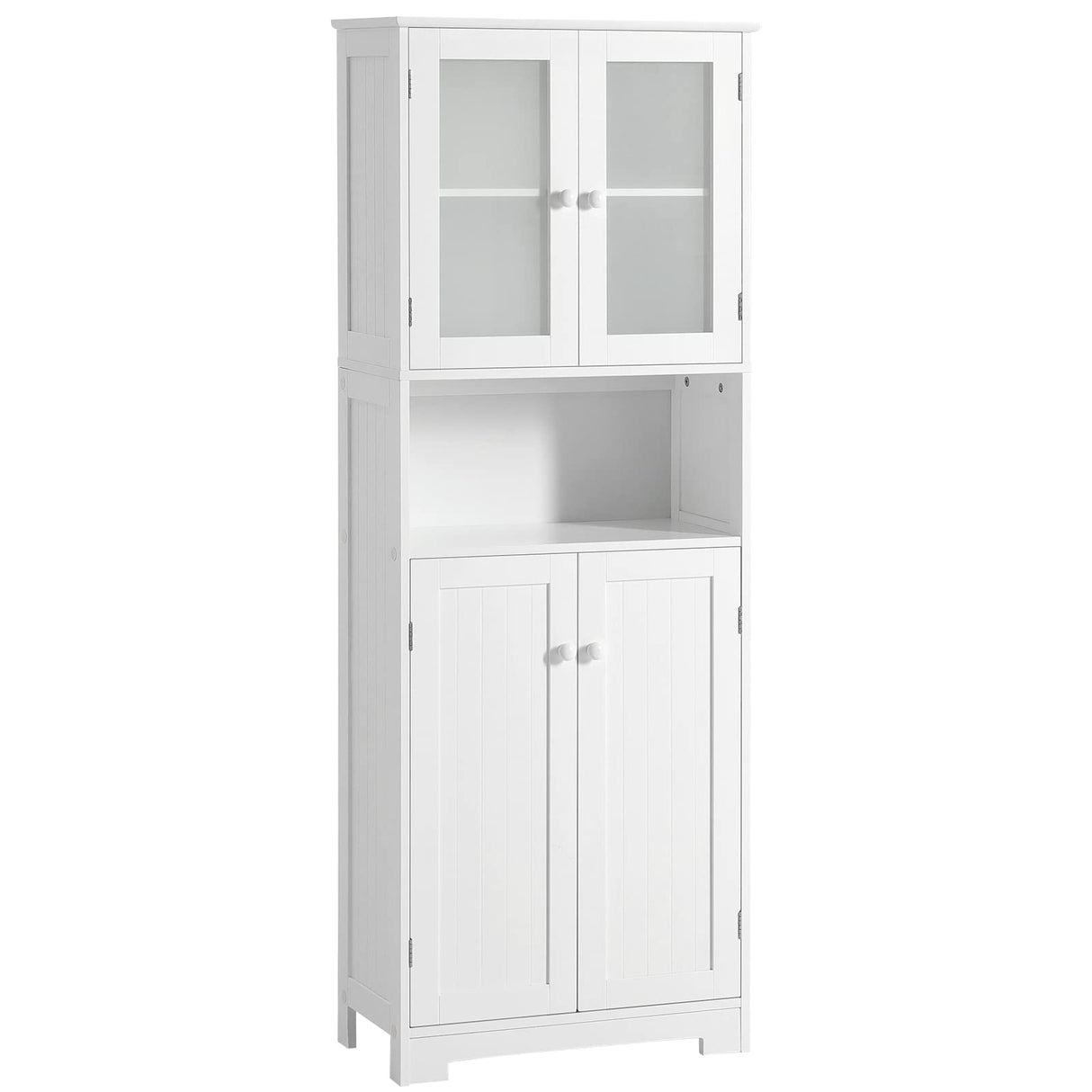 Tall Bathroom Storage Cabinet, Large Floor Cabinet with Open Compartments and 2