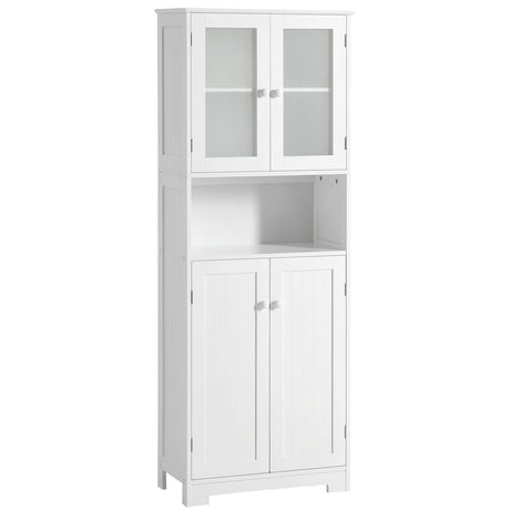 Tall Bathroom Storage Cabinet, Large Floor Cabinet with Open Compartments and 2