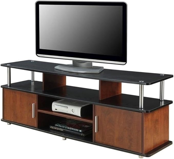 Modern Wood TV Stand for TVs up to 59" in Cherry/Black