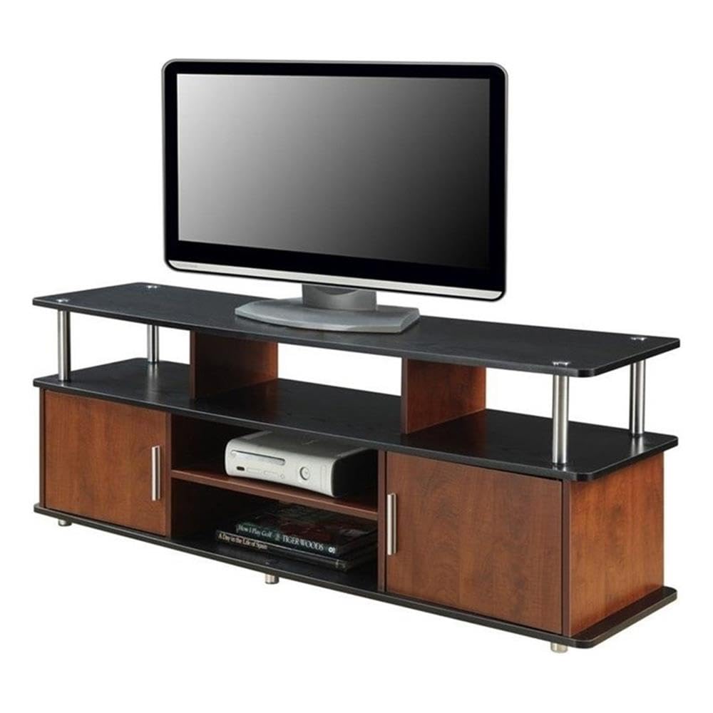 Modern Wood TV Stand for TVs up to 59" in Cherry/Black