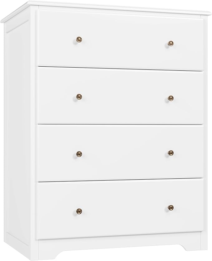 Dresser, 4 Drawer Dressers Chests of Drawers, Modern Tall Dresser, Wood Drawer Chest Storage