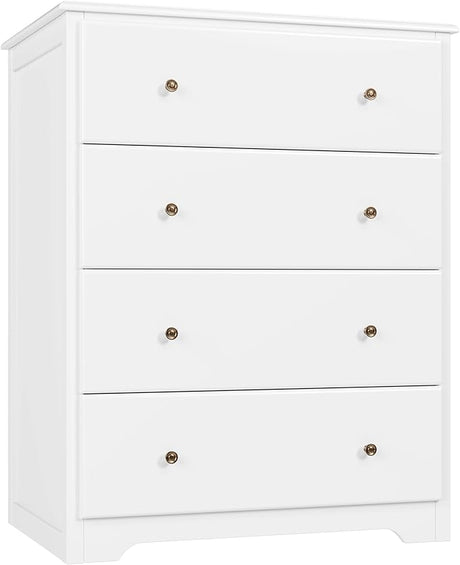 Dresser, 4 Drawer Dressers Chests of Drawers, Modern Tall Dresser, Wood Drawer Chest Storage