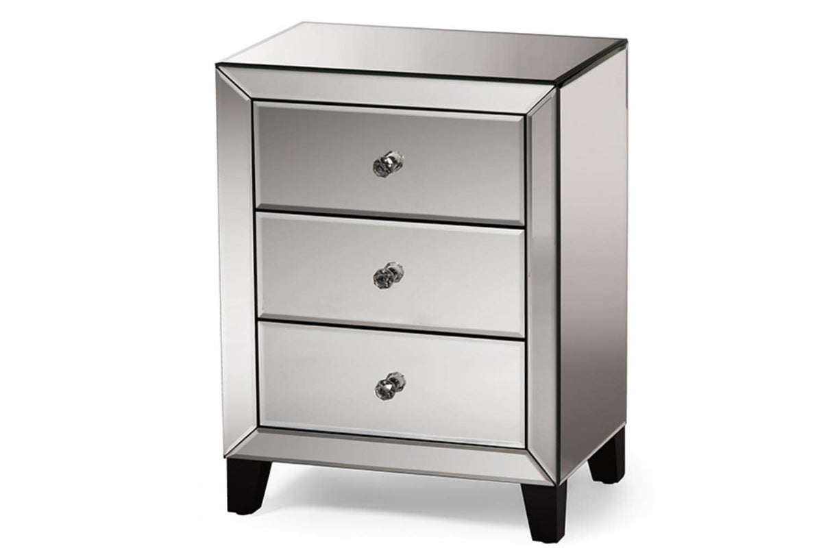 Chevron End Table, Medium, Silver