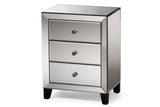 Chevron End Table, Medium, Silver