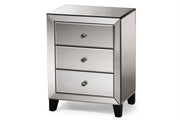 Chevron End Table, Medium, Silver